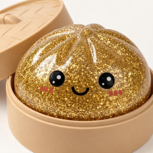 Squishy dumpling doré avec panier — Vue détaillée