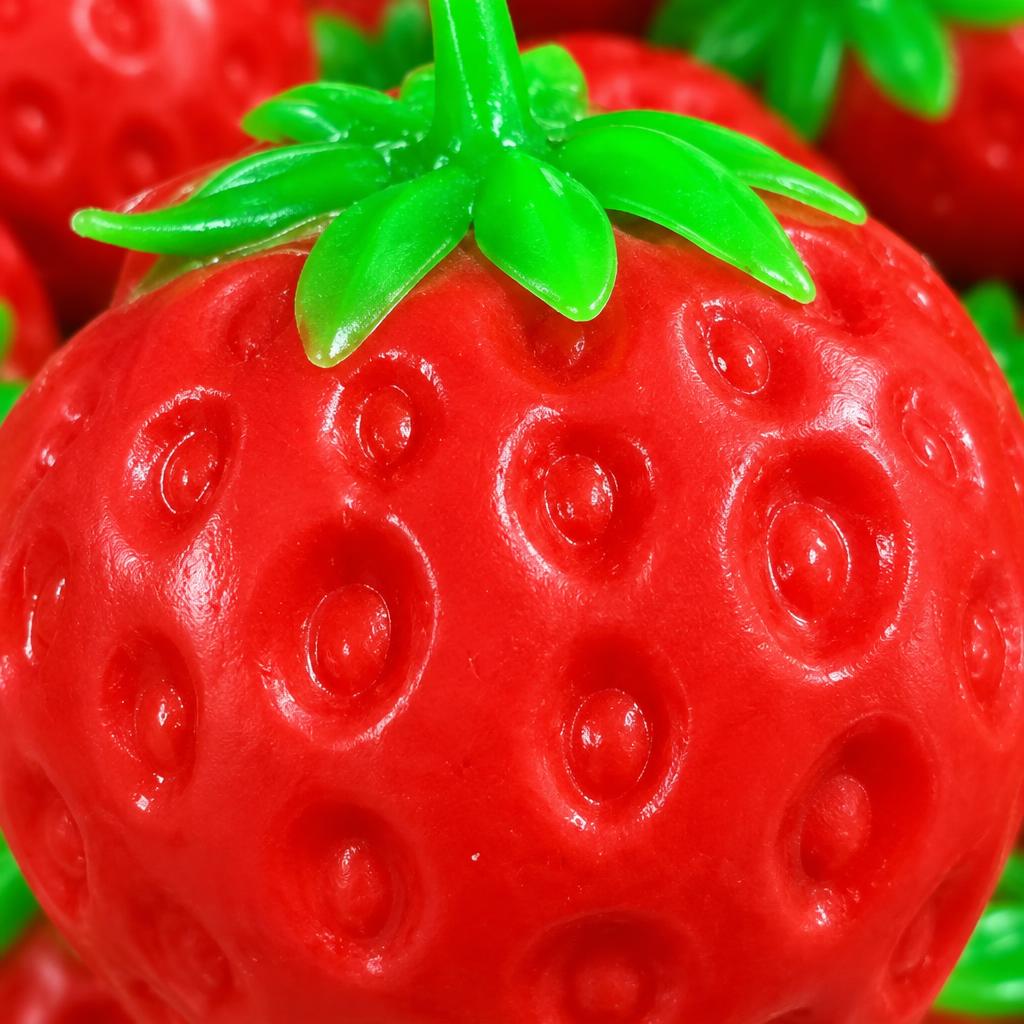 Squishy fraise avec reliefs — Vue détaillée