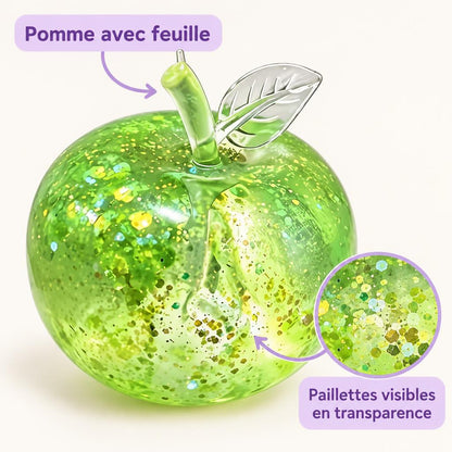 Squishy pomme pailletée avec feuille