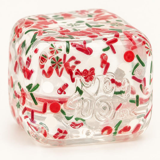 Squishy cube Noël — motifs rouges — Vue détaillée