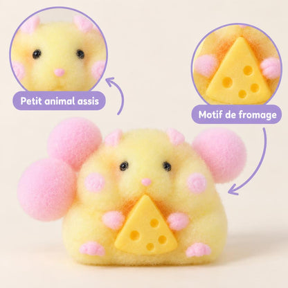 Squishy petit animal assis avec motif fromage