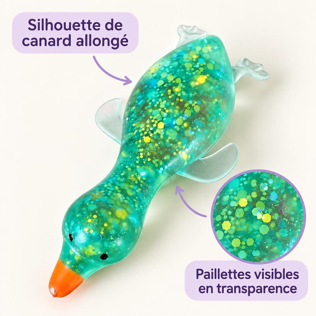 Squishy canard allongé pailleté