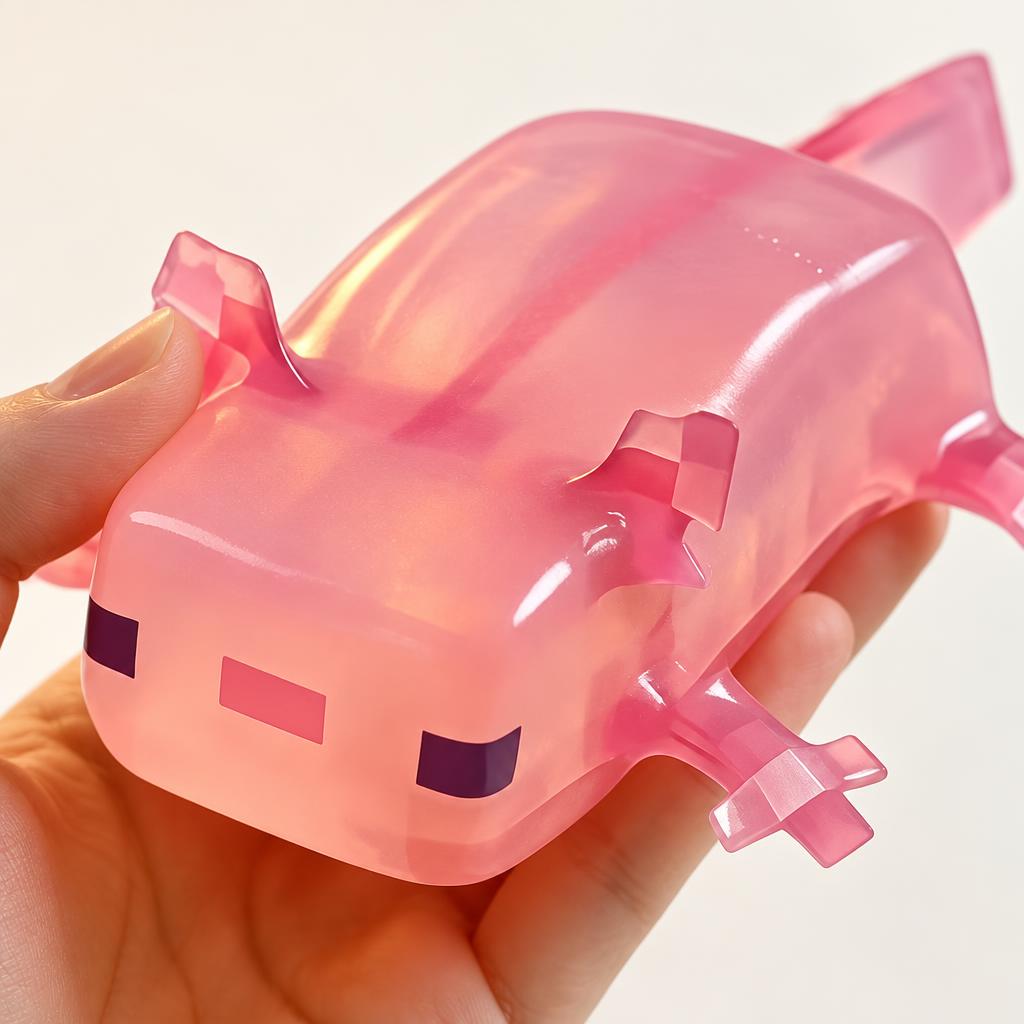 Squishy axolotl rose — Vue détaillée