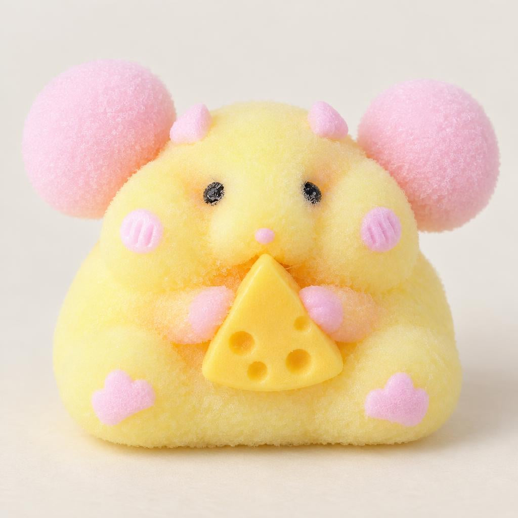 Squishy petit animal assis avec motif fromage — Vue détaillée