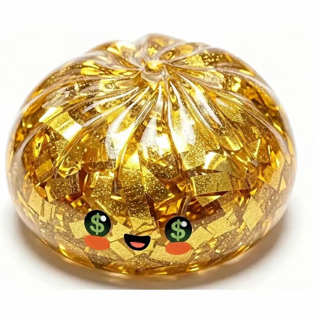 Squishy dumpling doré au visage dollar